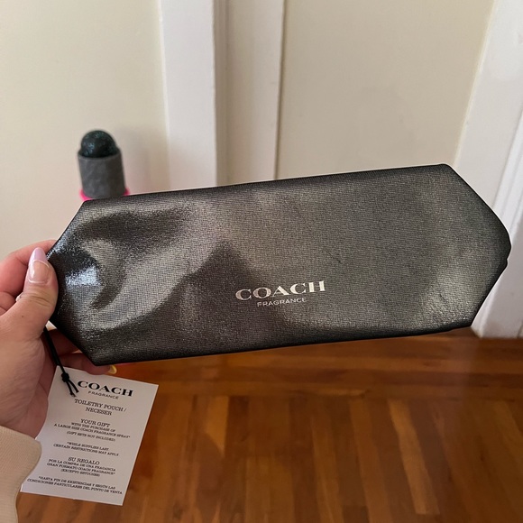 Coach Dark Gray Metallic Make Up Pouch